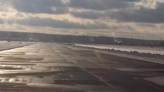runway 22L with some ice, no brakes when landing that's for sure