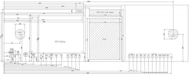 This is a CAD drawing I made for my panel. It was helpful to confirm the fit, positions and give the XY coordinates. You might notice I didn't draw the side and top curves, but they aren't really important. I referenced everything to the bottom left corner for the dimensions.

I am going to use a milling machine where I work that has a digital readout of the table position. This should allow me to get everything just right using the CAD XY dimensions (if I don't make any mistakes).

I recently got "checked out" on the milling machine at work. I have been using it to make a cut away PT6 engine for the classes I teach at work. This has been a fun project too. Last year I helped develop and build a run-up stand with a PT6A-34 engine (750 SHP). That has been good practice for doing my Kitfox panel. I got to make the panel and hook everything up on the PT6 stand.