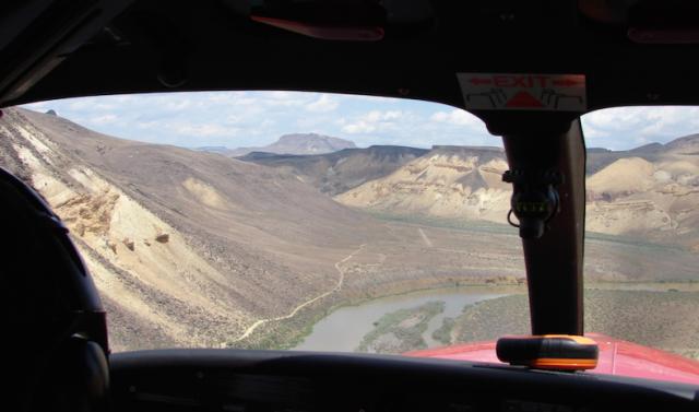 Final approach with the Kodiak to a 1100' strip in the Owyhee area of Idaho. MAF's standard is to stop in 60% of the strip's length and we give away the first 100'. Having margin is one of the keys to safely fly into any marginal airstrip. Yes, the Kodiak is able to land in about 600' at gross weight!