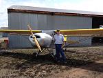 This is me with EmiBelle Rose. She is a Model IV-1200, with a 2180cc Great Plains VW conversion, Sterba 62x30 prop, steam gauges and bungee gear....